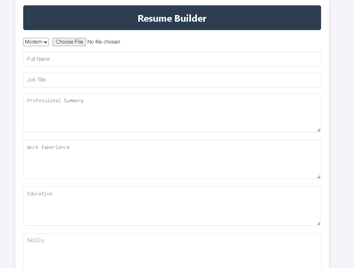 Resume Builder Screenshot